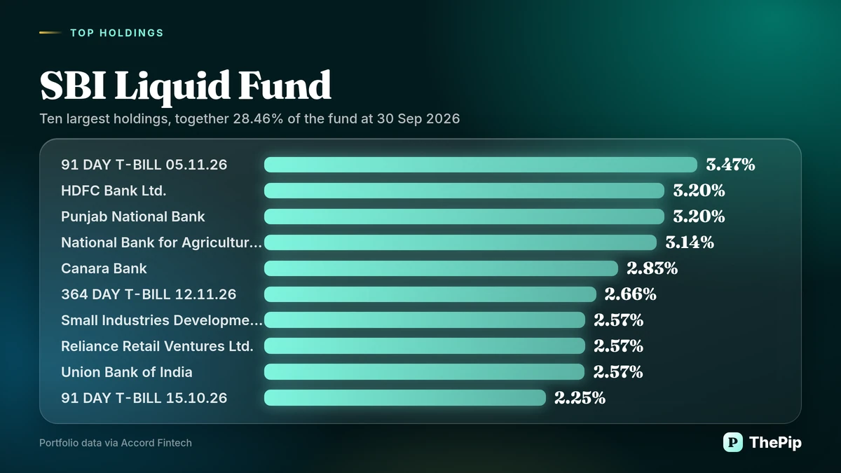 SBI Liquid Fund: ten largest holdings